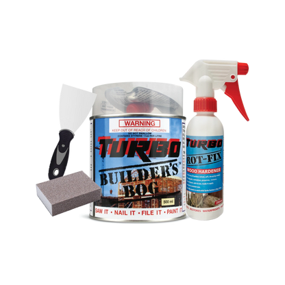 Turbo 500ml Timber Rot Repair Kit - Complete Restoration System for Windows, Doors & Fences