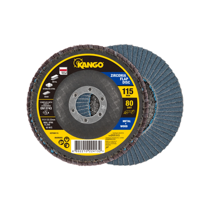 Kango 115mm 80G Zirconia Flap Disc, Self-Sharpening, High Removal Efficiency