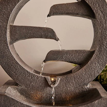 Northcote Pottery Symphonic Circles Water Feature 34x17x48cm with Light & Easy Install