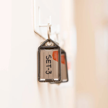 Taskmaster Black Key Tags 56x29x6mm, 50 Pack - Durable, Easy Labeling, Secure Attachment