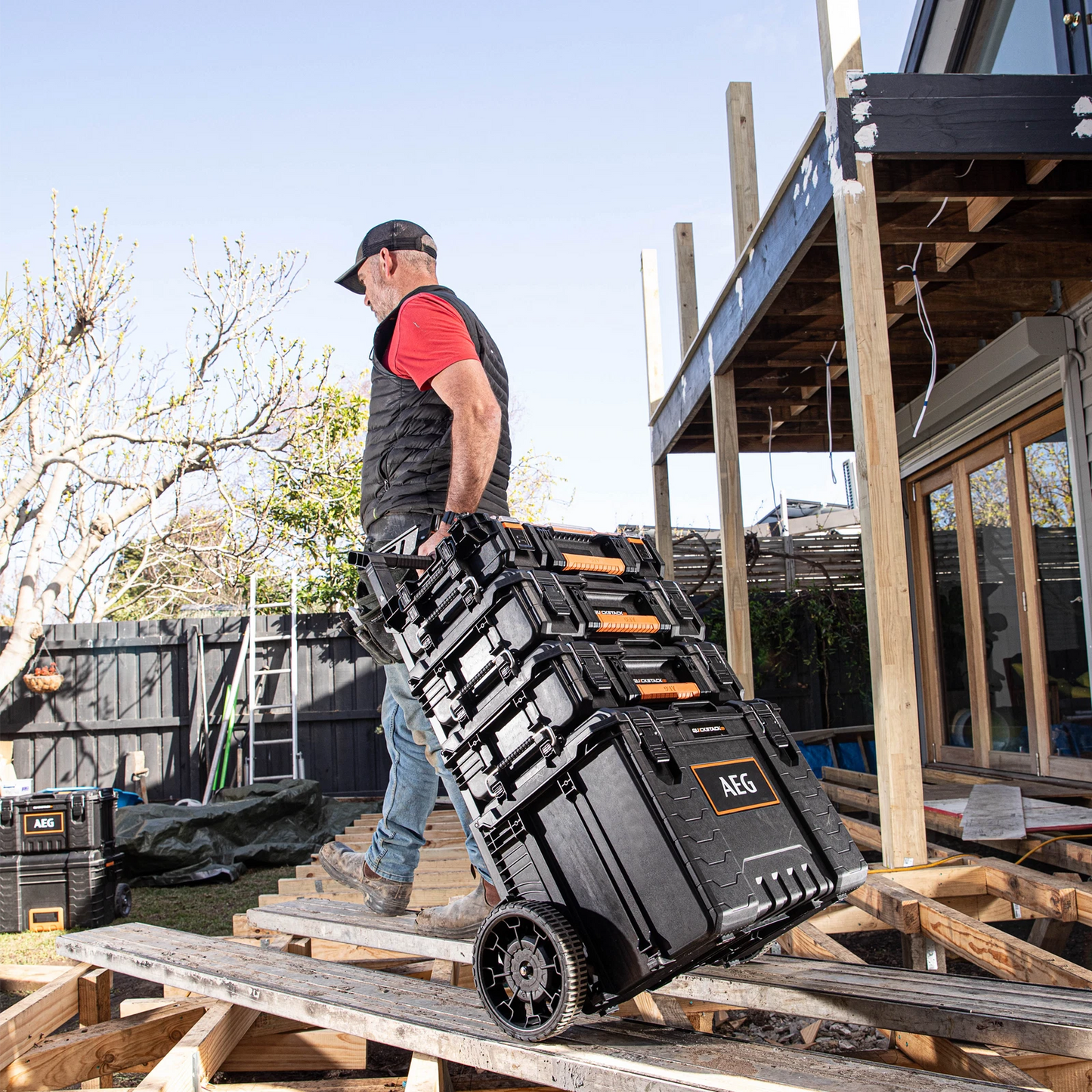 AEG Quickstack 2.0 Storage Set, Weather Resistant, All-Terrain Wheels, Secure Locking