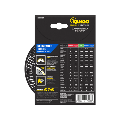 Kango 105mm Segmented Turbo Diamond Saw Blade - Durable, Fast Cuts, Versatile for Hard Materials