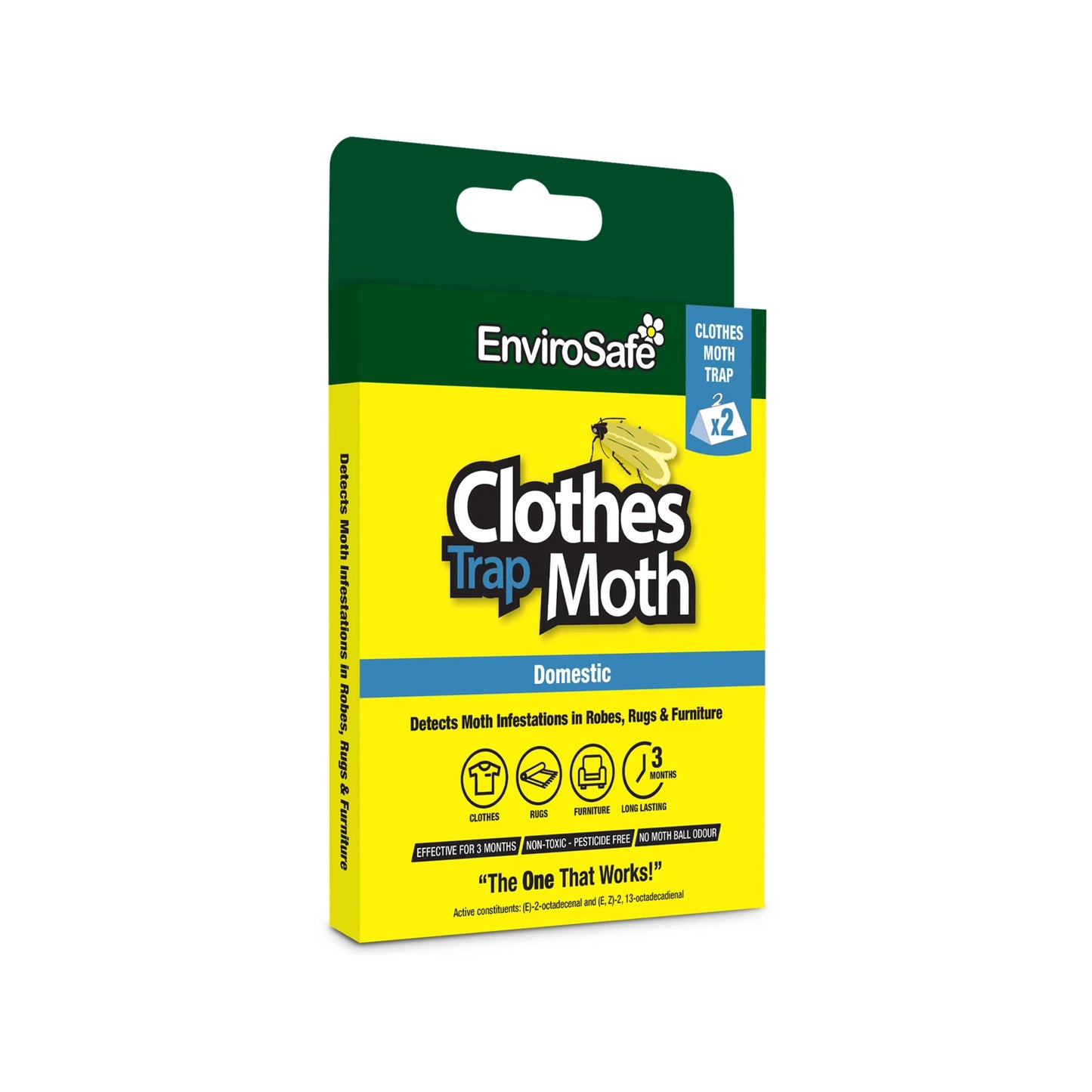 EnviroSafe Clothes Moth Trap 2 Pack - Eco-Friendly, Non-Toxic, Long-Lasting Detection