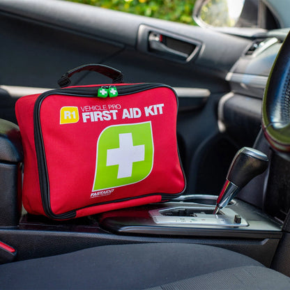 FastAid R1 Vehicle Pro First Aid Kit, WHS Compliant, Portable Red Soft Pack, 175 Pieces