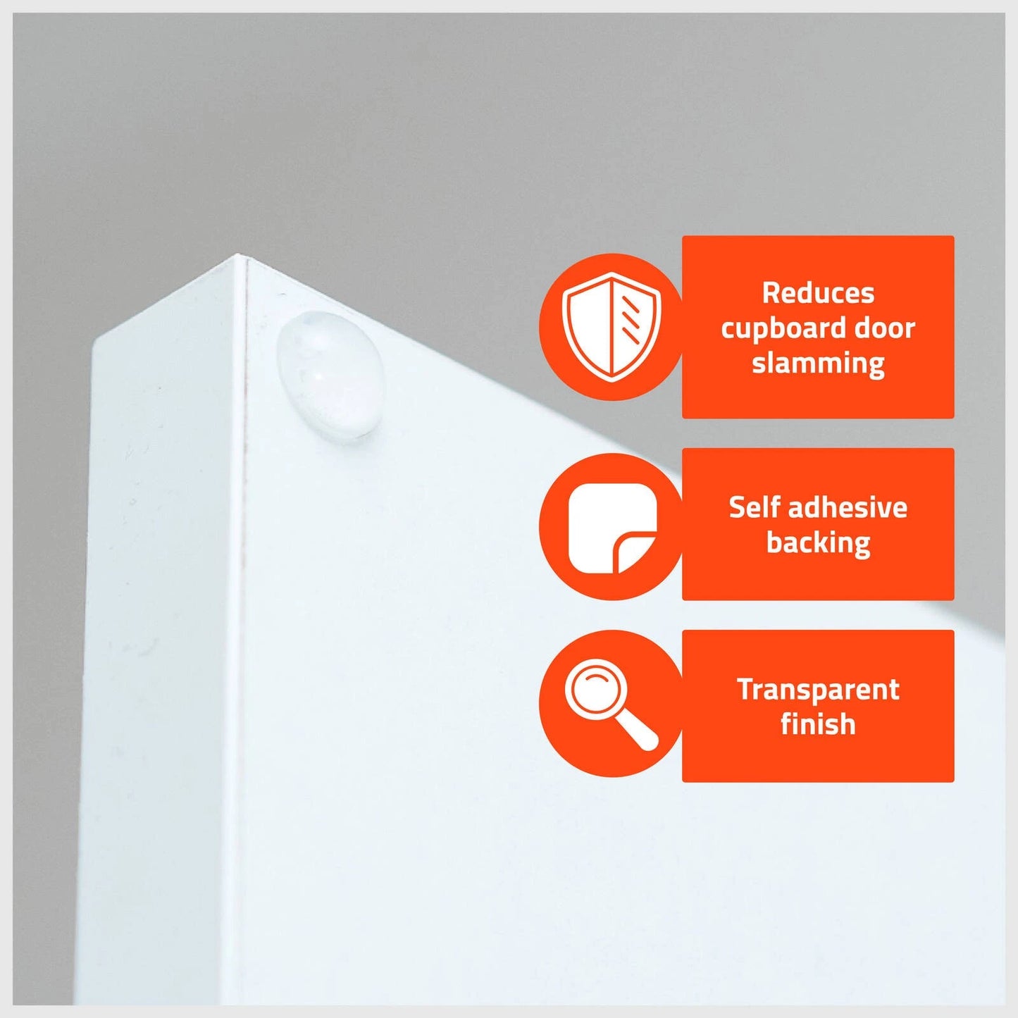 Taskmaster Self-Adhesive Door Buffer 9.5 x 3.8mm - 50 Pack, Quieter Cabinet Closure