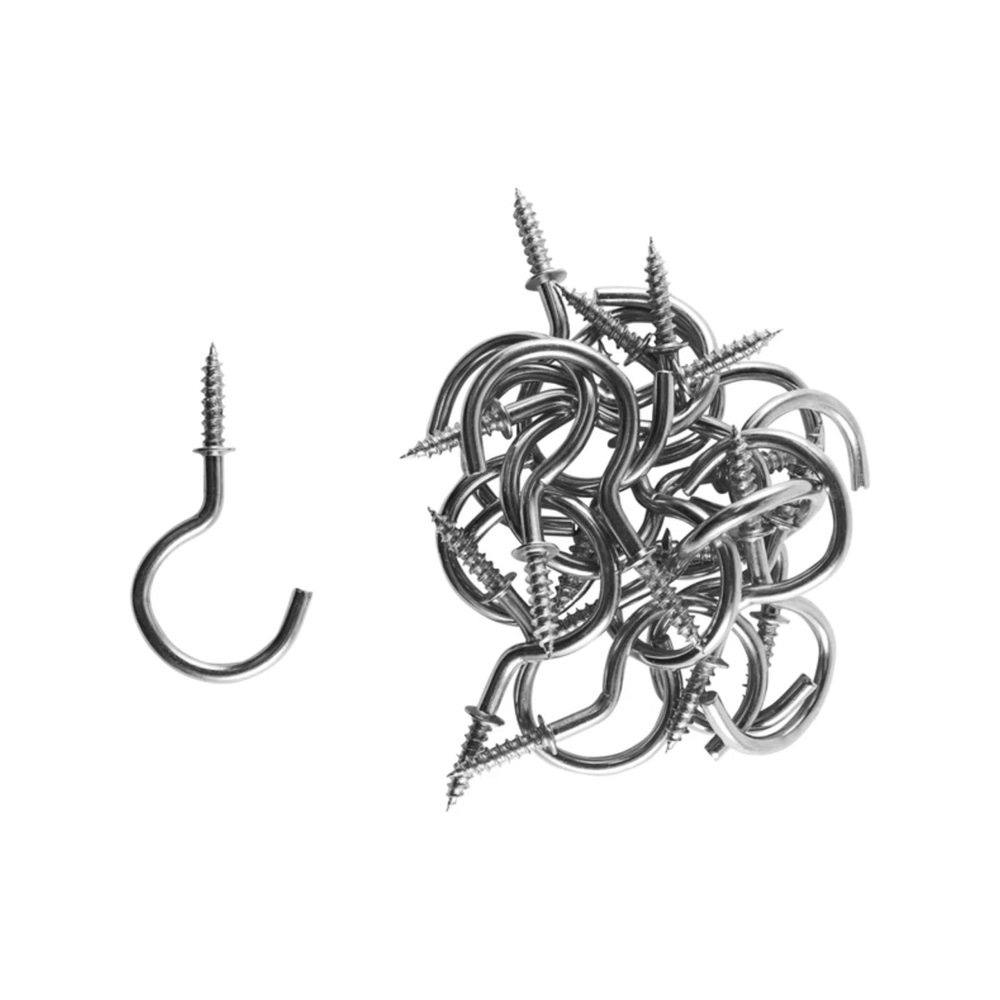 Everhang 21mm Zinc Plated Cup Hooks 20 Pack - Secure, Easy Install, Indoor/Outdoor Use