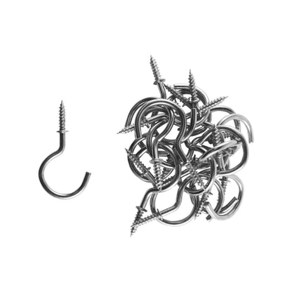 Everhang 21mm Zinc Plated Cup Hooks 20 Pack - Secure, Easy Install, Indoor/Outdoor Use