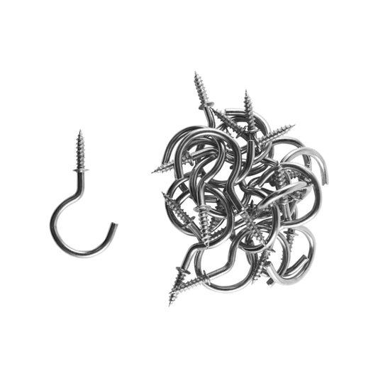 Everhang 21mm Zinc Plated Cup Hooks 20 Pack - Secure, Easy Install, Indoor/Outdoor Use