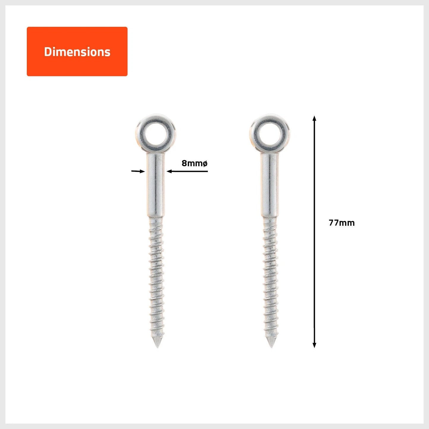 Taskmaster 8mm 316 Stainless Steel Lag Screw 2 Pack - Marine Grade, Weather Resistant