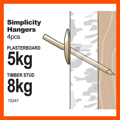 Everhang 8kg Brass Plated Picture Hangers – 4 Pack, Easy Install, Supports 8kg/5kg