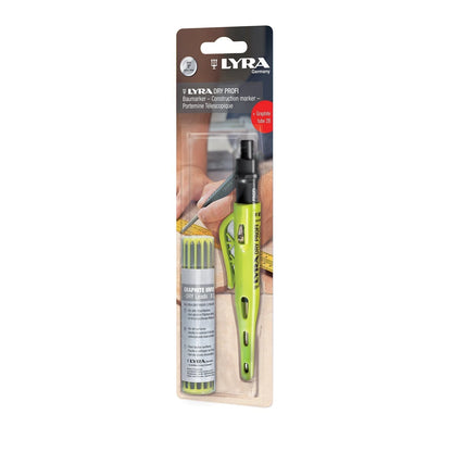 Lyra Carpenters Pencil with 12-Piece 2B Lead, Versatile Surface Marking, One-Handed Operation