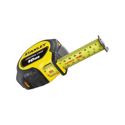 Stanley 10m Control Lock Tape Measure, Ergonomic, Double-Sided, Magnetic, BladeArmor® Coating