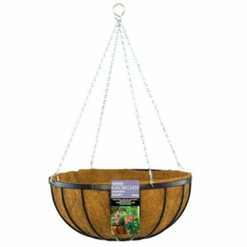 Gardman 45cm Black Wrought Iron Georgian Hanging Basket with Crackle Finish