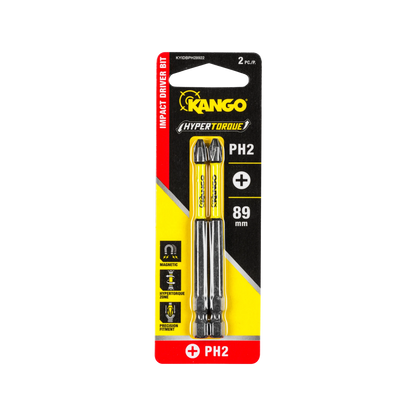 Kango Hypertorque 89mm PH2 Impact Driver Bit 2 Pack with Magnetised Tips & Torsion Zone