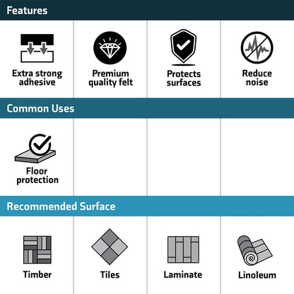 Surface Gard 25mm Beige Adhesive Felt Pads - 16 Pack, Noise Reduction & Surface Protection