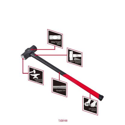 Trojan 12lb Fibreglass Sledge Hammer, Carbon Steel Head, Lifetime Warranty