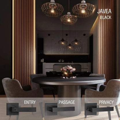 Lemaar Black Javea Entrance Set - Matte Black Finish, C4 6-Pin Cylinder, Easy Install