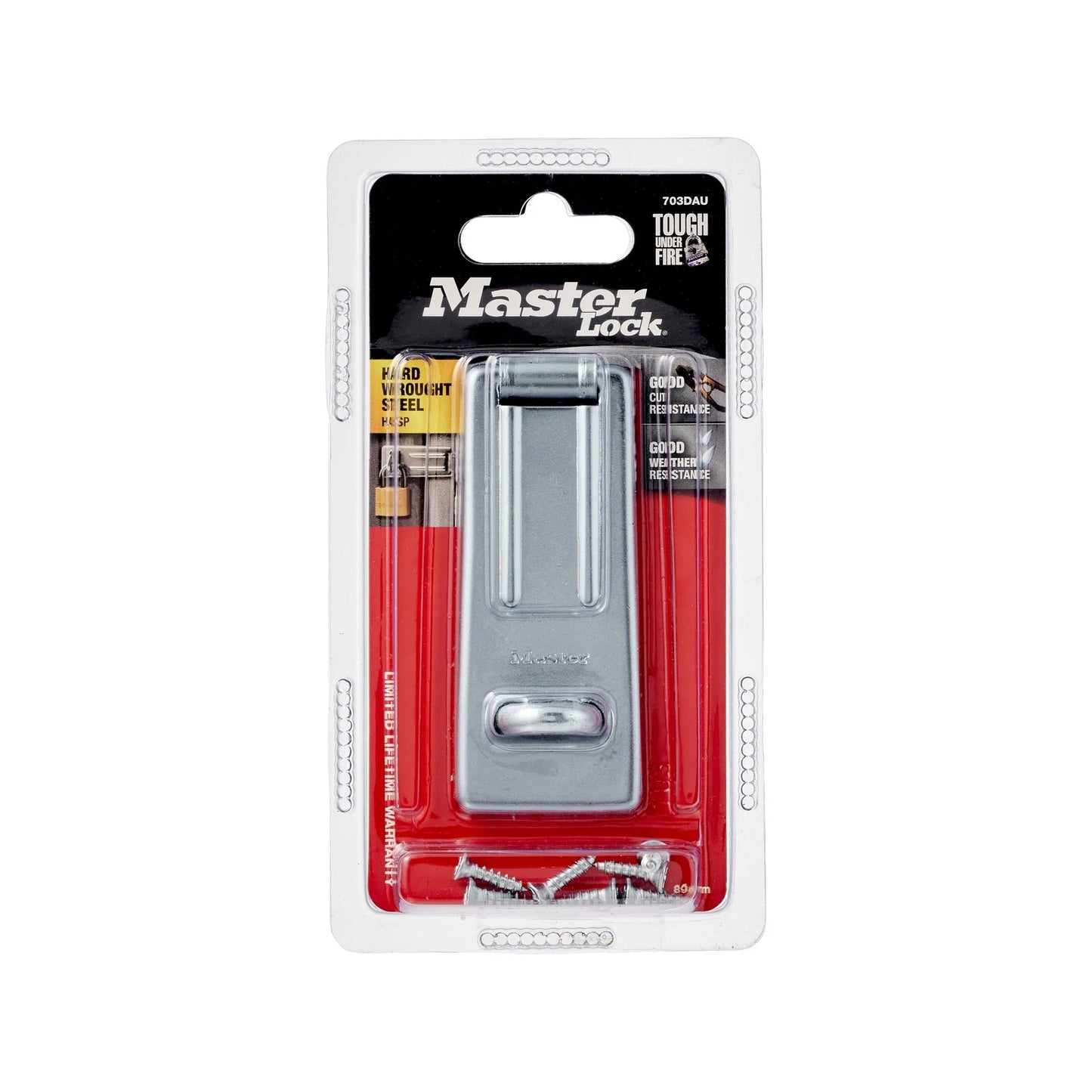 Master Lock 89mm Hard Wrought Steel Hasp & Staple, Weather-Resistant, Silver