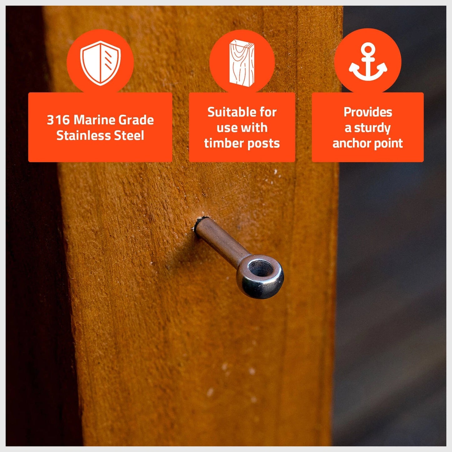 Taskmaster 6mm 316 Stainless Steel Lag Screw 2 Pack - Marine Grade, Weather-Resistant