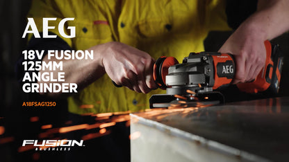 AEG 18V Fusion Angle Grinder 125mm Brushless Motor, Tool-Free Guard, Safety Features