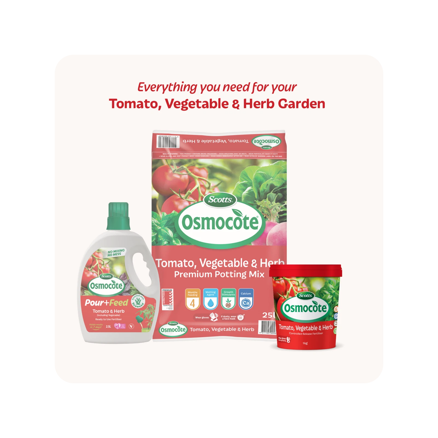 Scotts Osmocote 1kg Tomato Vegetable Herb Fertiliser, 6-Month Nutrient Release, Water Absorption