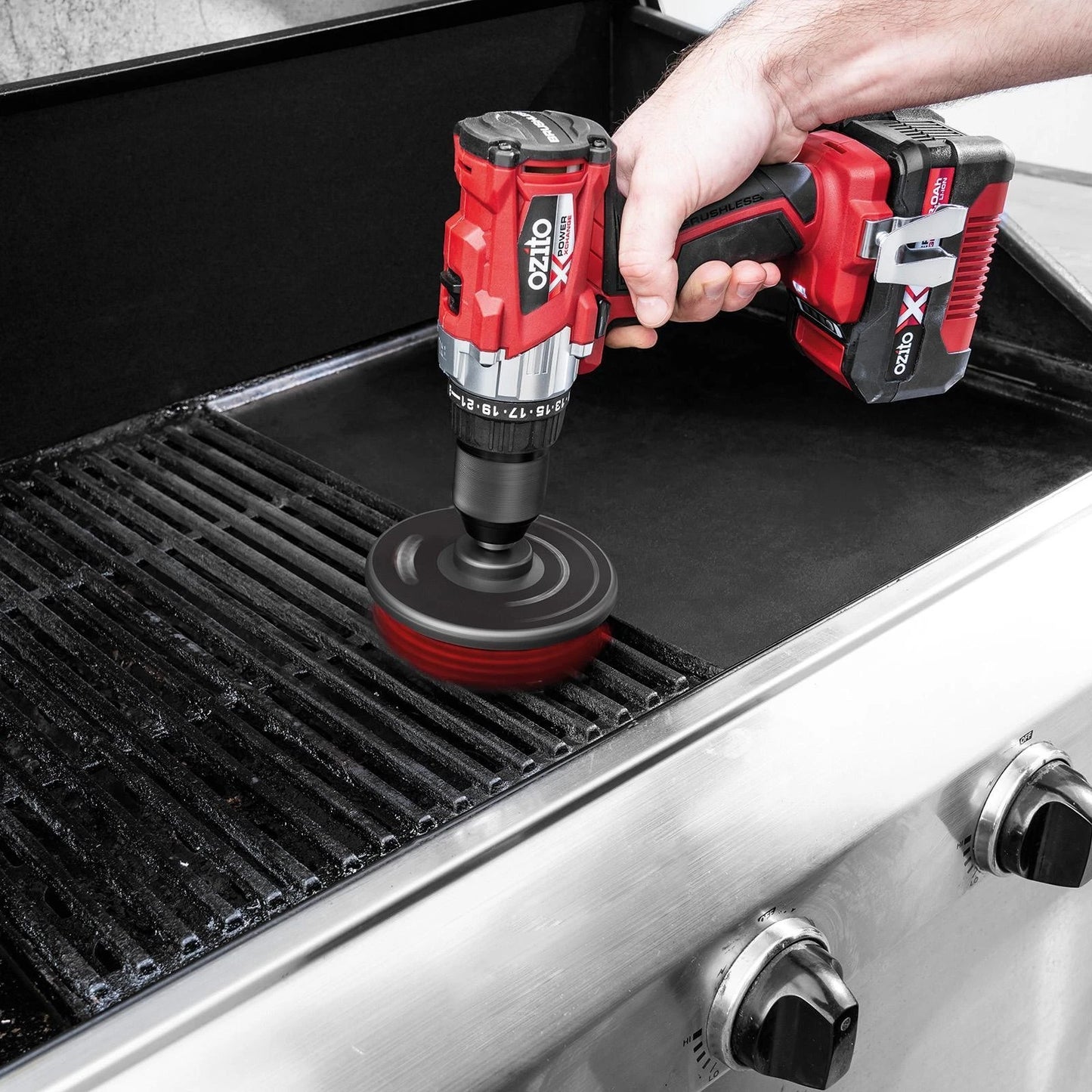 Ozito 16 Piece Drill Brush Set for Tiles, Grout, Tyres, Outdoor Furniture Cleaning