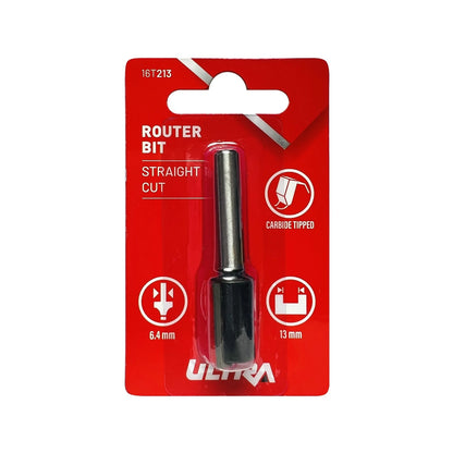 Ultra 6.4 x 13mm Tungsten Carbide Straight Router Bit, 1/4" Shaft, Durable & Precise