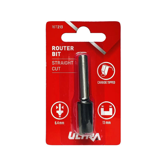 Ultra 6.4 x 13mm Tungsten Carbide Straight Router Bit, 1/4" Shaft, Durable & Precise