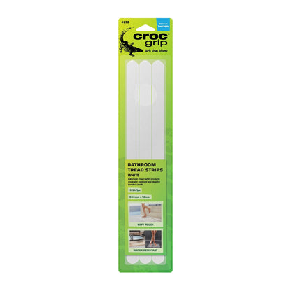 Croc Grip White Anti-Slip Bathroom Strips 9 Pack - Chemical Resistant, Soft Touch, Easy Clean