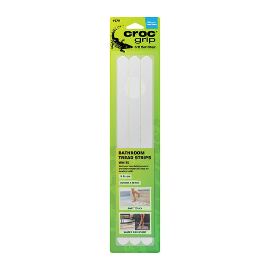 Croc Grip White Anti-Slip Bathroom Strips 9 Pack - Chemical Resistant, Soft Touch, Easy Clean