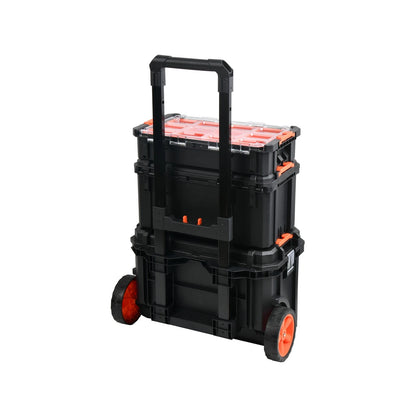 Tactix 3-in-1 Mobile Tool Storage System with Interlockable Design & All-Terrain Wheels