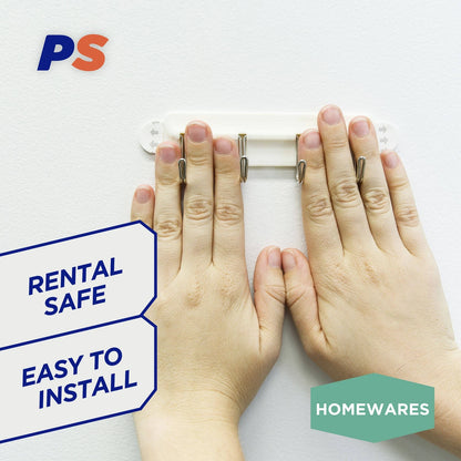 Permastik Kitchen Utility Rack, Self-Adhesive, No Drilling, Supports 1kg, Easy Removal