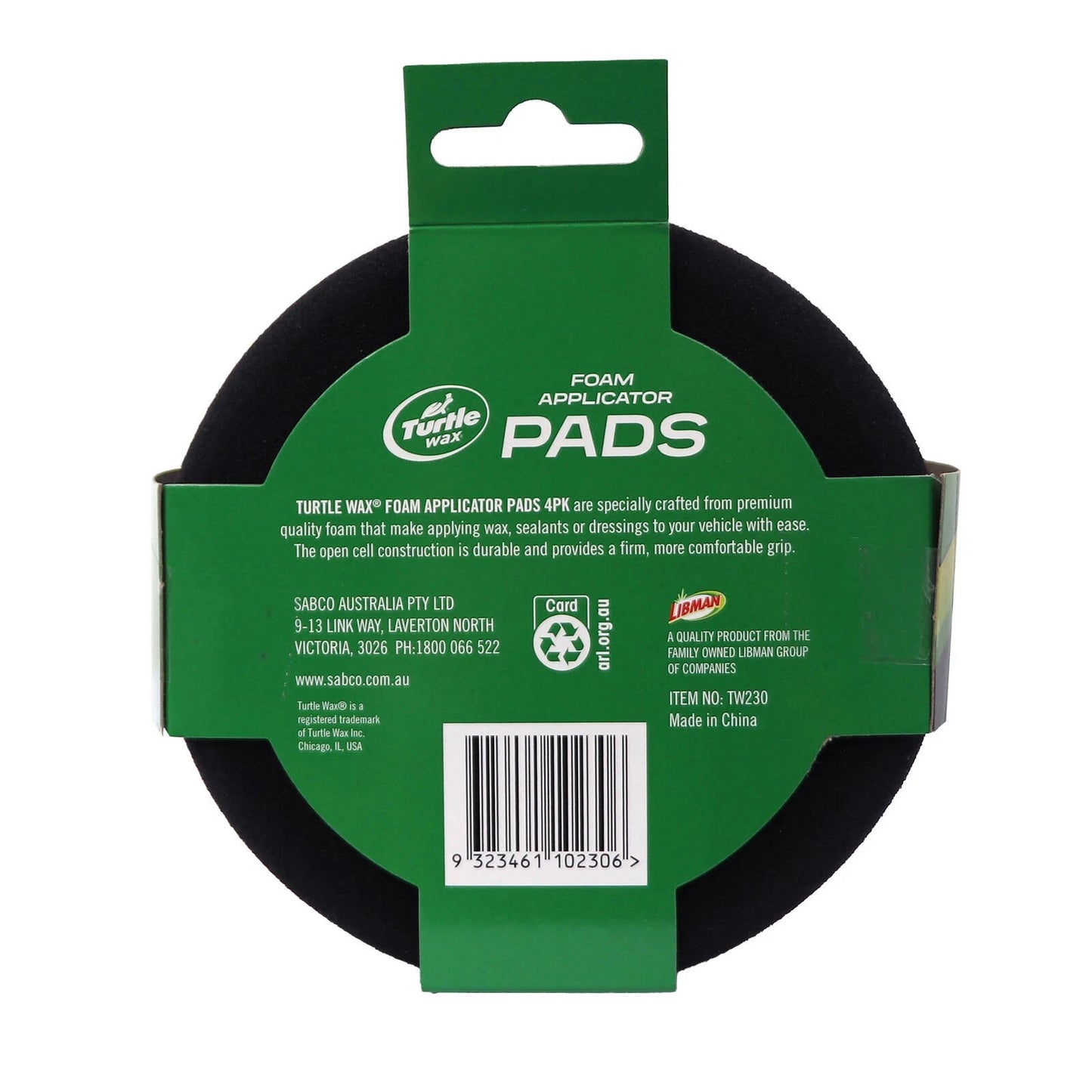 Turtle Wax Foam Applicator Pads 4 Pack - Premium Durable Reusable Car Care Tools