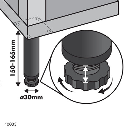 Adoored Black Steel Round Table Leg 30x150mm - Durable, Easy Install, Modern Design