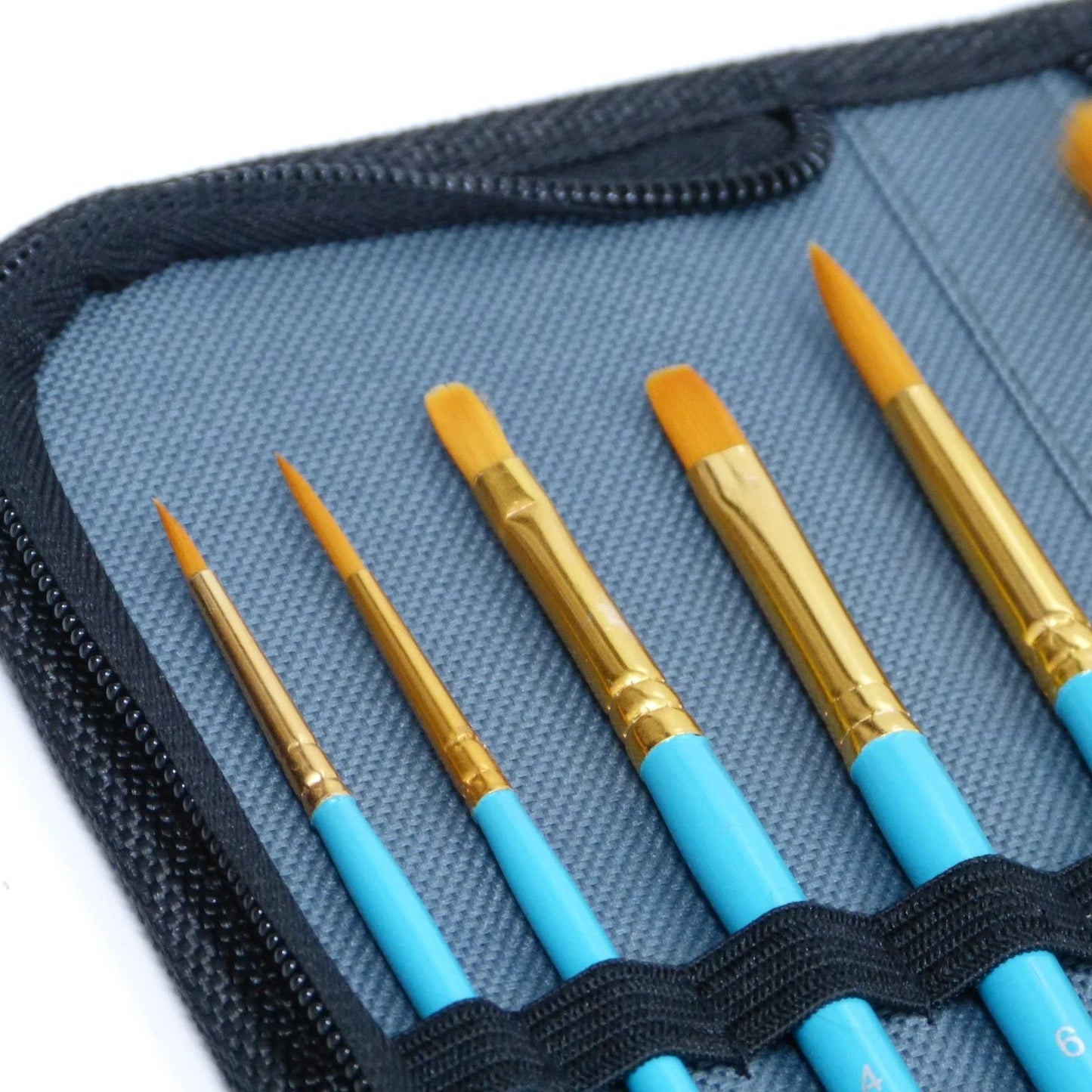 Boyle Essentials Brush Value Pack - 10 Gold Taklon Brushes with Storage Case for All Media