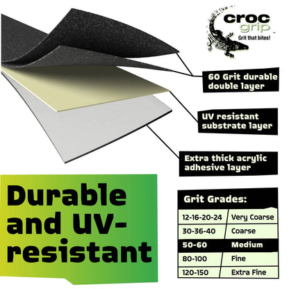 Croc Grip Black Anti-Slip Sheet 500x500mm P5 Rated, Chemical & Oil Resistant, Self-Adhesive