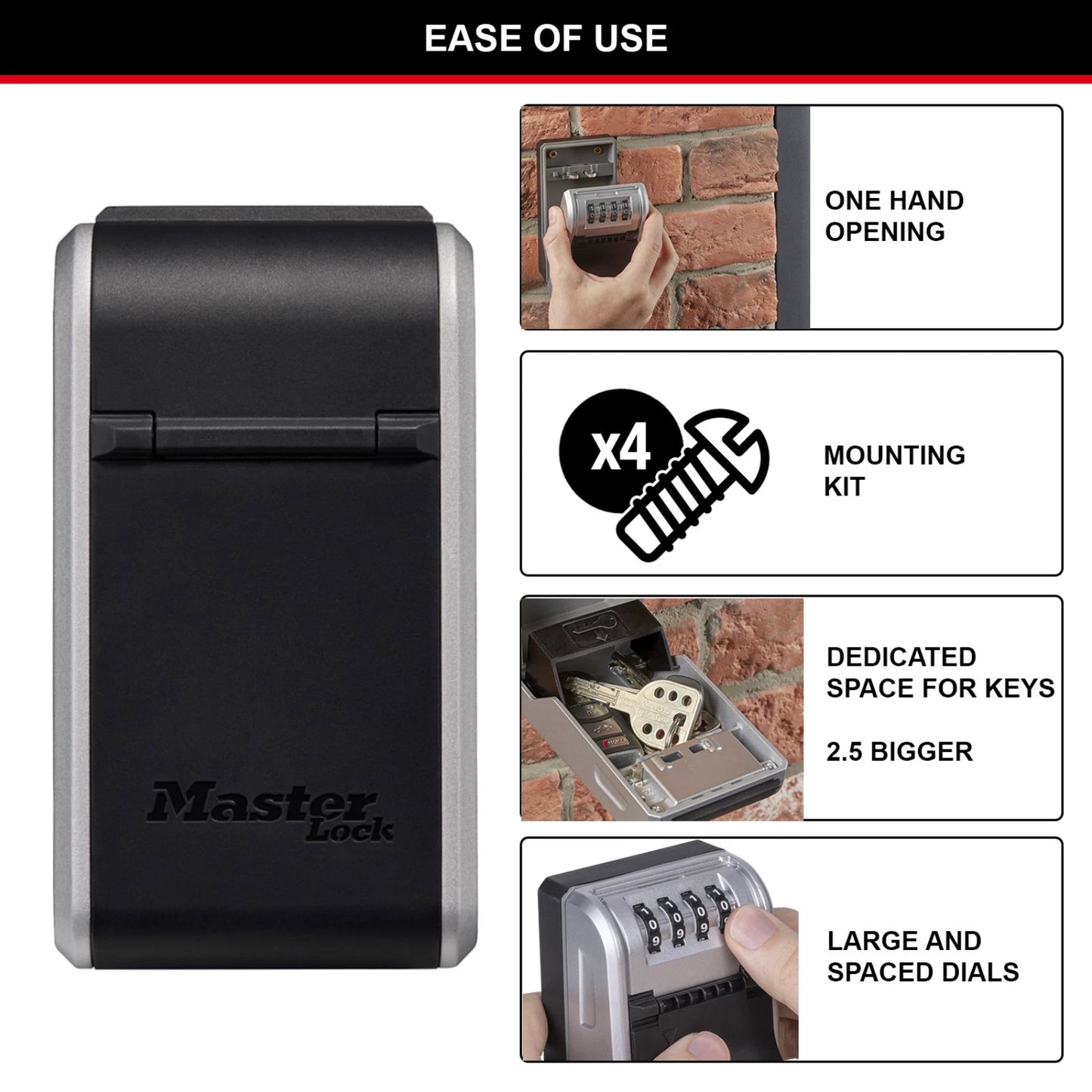 Master Lock Wall Mount Key Safe - Durable, 10 Key Capacity, Customizable Combination