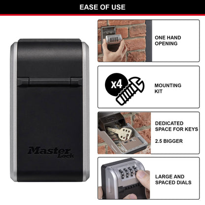 Master Lock Wall Mount Key Safe - Durable, 10 Key Capacity, Customizable Combination