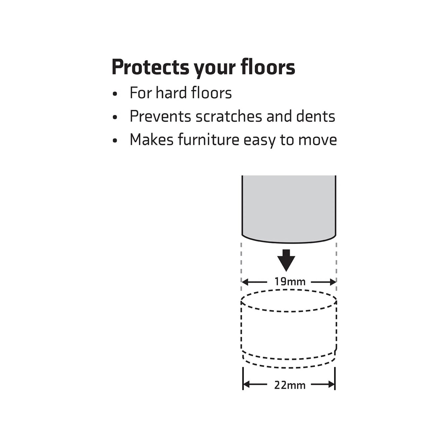 Surface Gard 19mm Black Felt Chair Tips 4 Pcs - Easy Install, Floor Protection