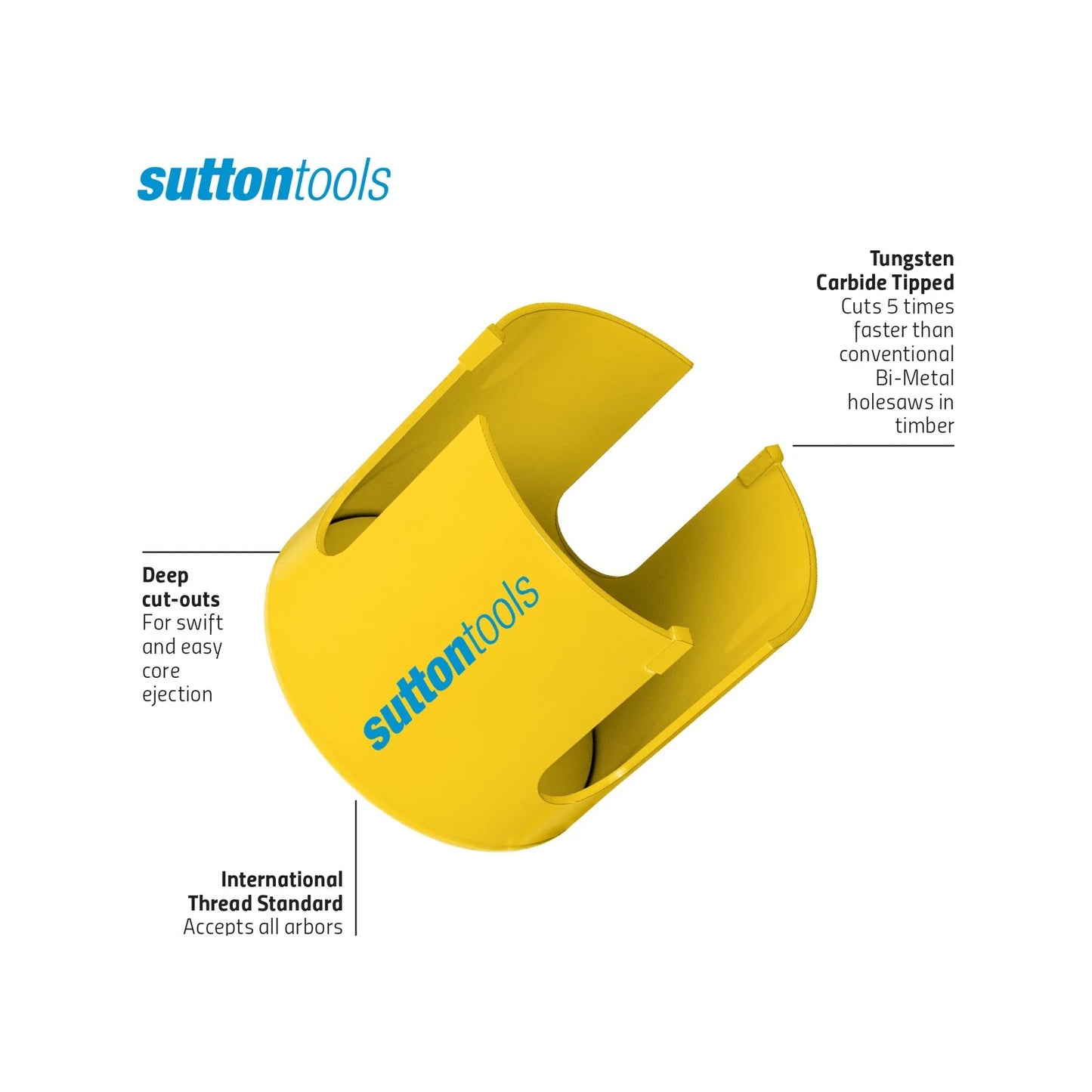 Sutton Tools 102mm TCT Multi-Purpose Holesaw, Tungsten Carbide, Cuts Timber & More