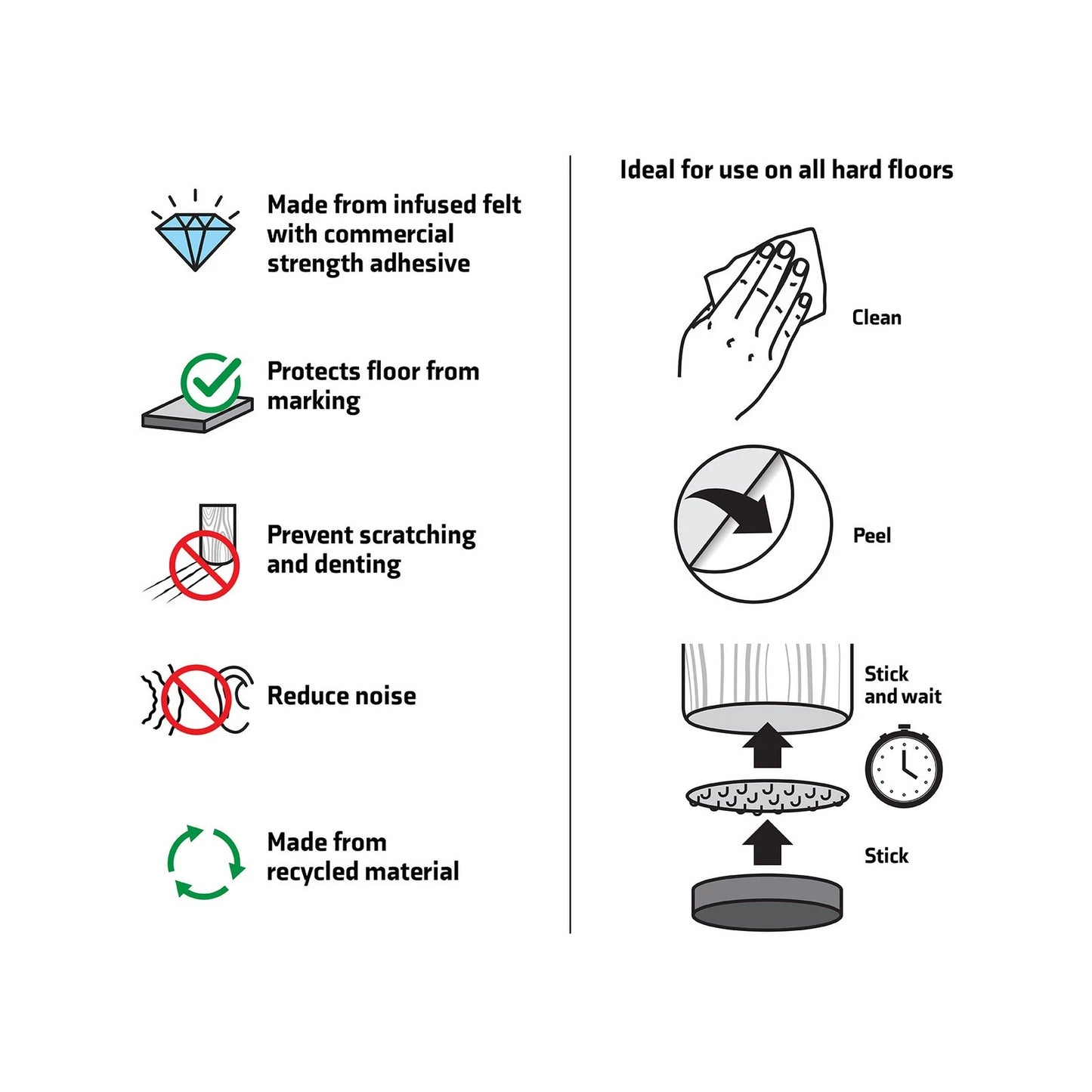 Surface Gard 25mm Beige Hook & Loop Felt Pads - Durable, Noise Reducing, 8pcs