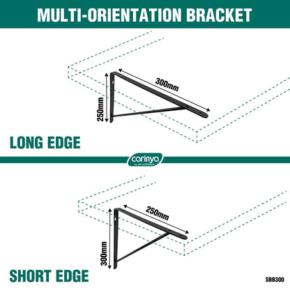 Carinya Black Heavy Duty Studio Bracket 300x250mm, 125kg Load, Sleek Design