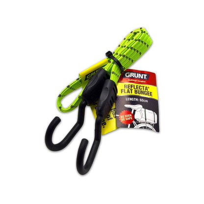 GRUNT 60cm Reflecta Flat Bungee Strap, 90kg Strength, Fluorescent Green/Orange, High Visibility