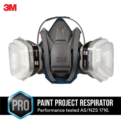 3M Painters Quick Latch Respirator with Cool Flow Valve, Adjustable Straps, Black