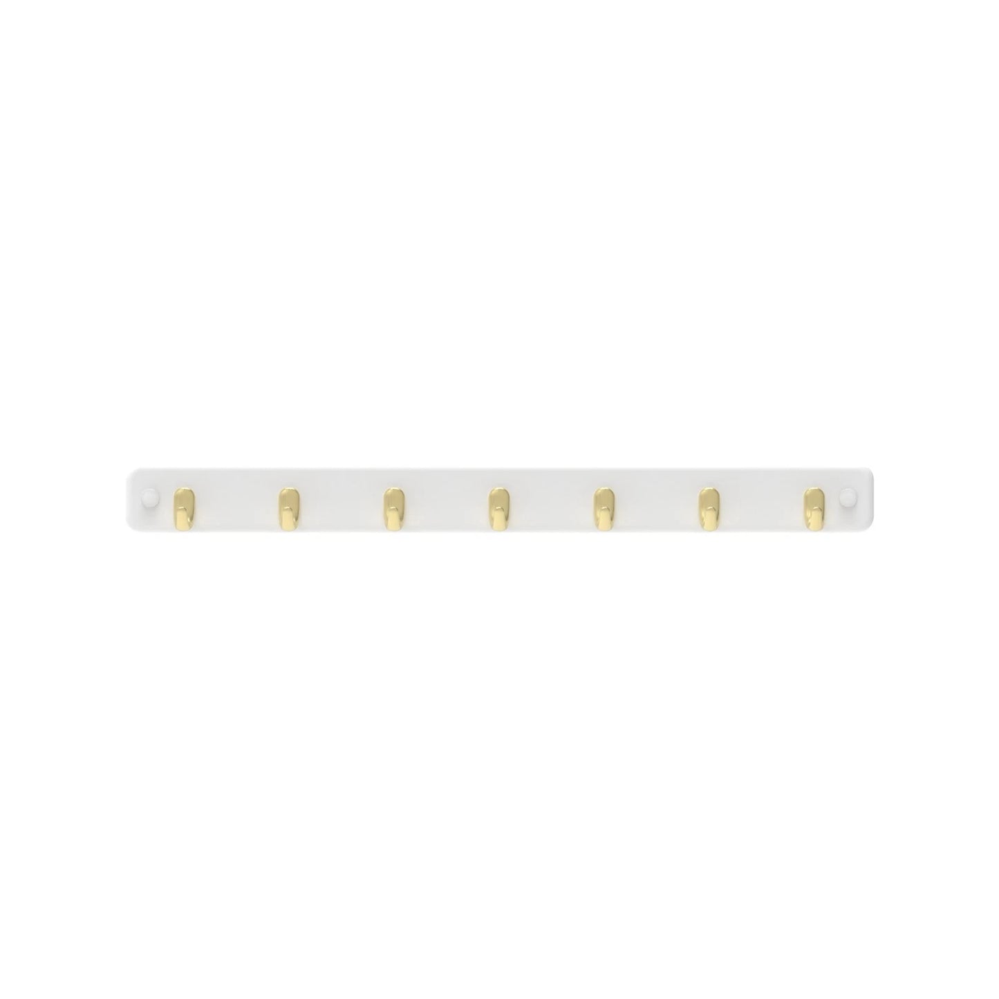 MODE 7 Brushed Brass Hooks White Board Key Rack - Durable, Elegant, 7 Hooks