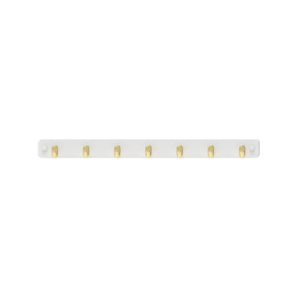 MODE 7 Brushed Brass Hooks White Board Key Rack - Durable, Elegant, 7 Hooks