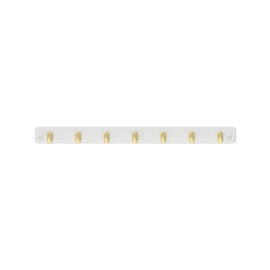MODE 7 Brushed Brass Hooks White Board Key Rack - Durable, Elegant, 7 Hooks