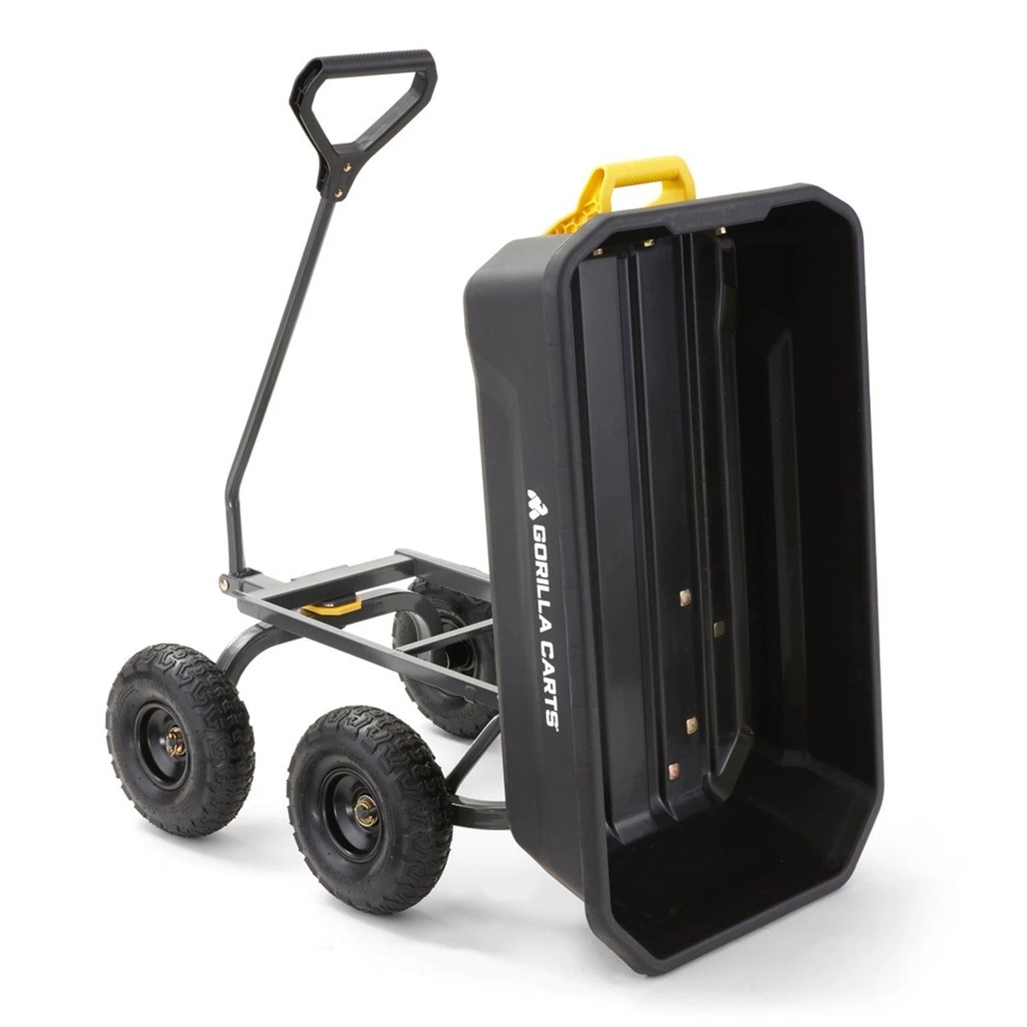 Gorilla Carts 115L Poly Dump Cart, Zero-Turn, Impact-Resistant, Quick-Release System