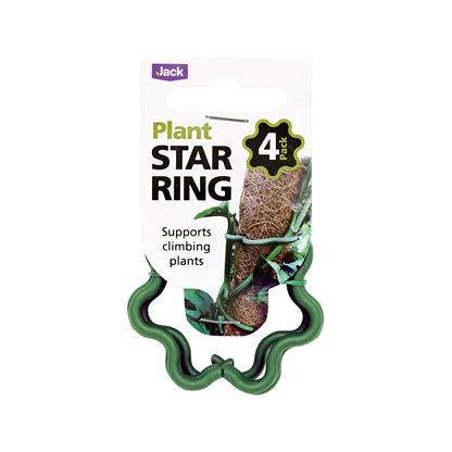 Jack Star Ring Plant Ties 4 Pack - Reusable, Easy-to-Use, Supports Climbing Plants