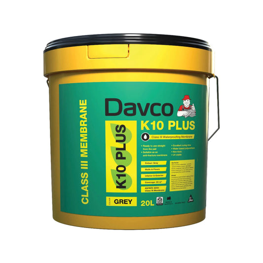 Davco 20L Grey K10 Plus Waterproofing Agent, Flexible Polyurethane Membrane for Interior & Exterior